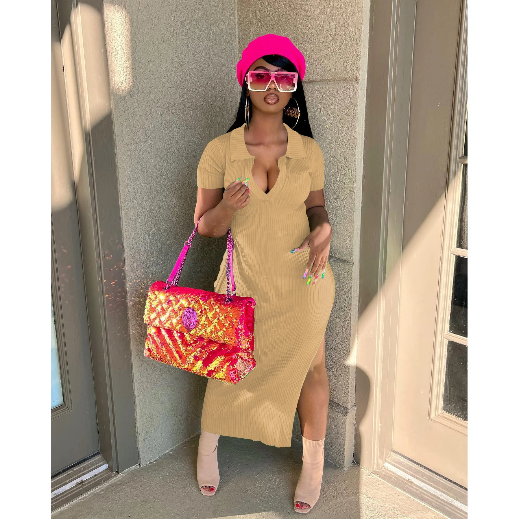 Plus size Knitted Long Split Summer Rib Dress Trending Elegant Midi Ladies Casual Polo Spring Dresses Women
Plus size Knitted Long Split Summer Rib Dress Trending Elegant Midi Ladies Casual Polo Spring Dresses Women
