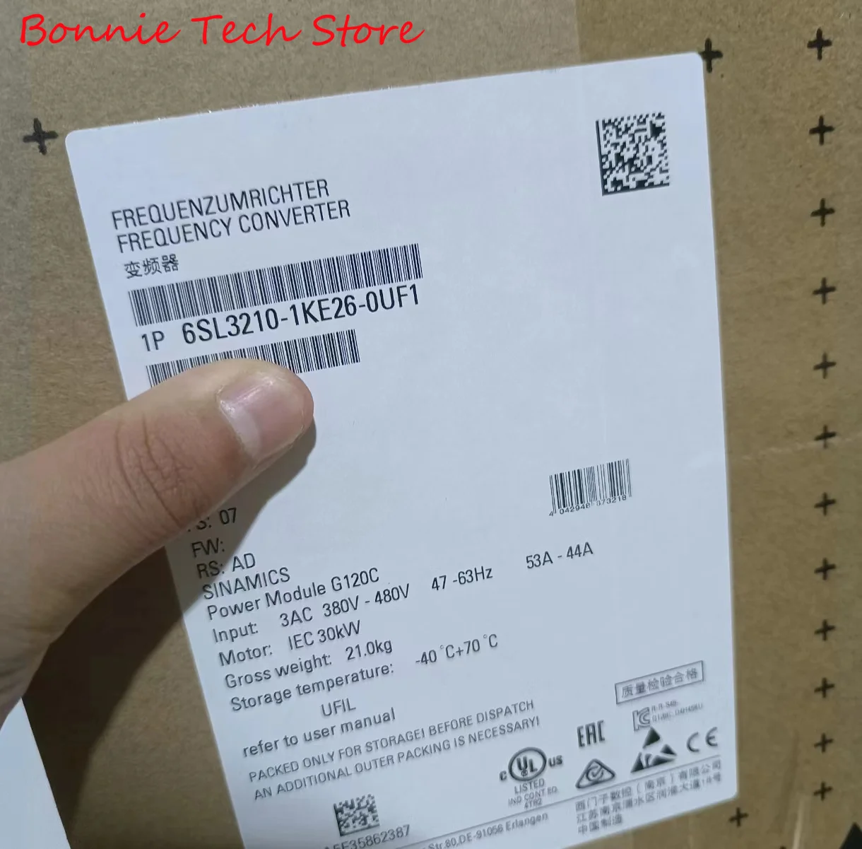 6SL3210-1KE26-0UF1 for SIEMENS SINAMICS G120C compact converters RATED POWER 30.0KW
6SL3210-1KE26-0UF1 for SIEMENS SINAMICS G120C compact converters RATED POWER 30.0KW