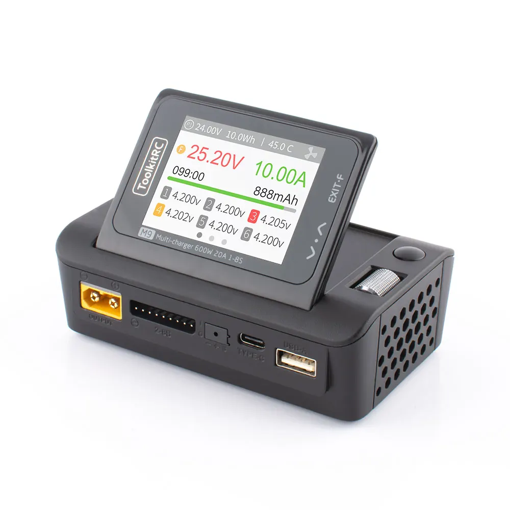 2022 ToolkitRC M9 600W 20A умное зарядное устройство Dis зарядное устройство для 1-8S Lipo LiFe батареи с двойным USB быстрой зарядки 65 Вт функция аудио
2022 ToolkitRC M9 600W 20A умное зарядное устройство Dis зарядное устройство для 1-8S Lipo LiFe батареи с двойным USB быстрой зарядки 65 Вт функция аудио