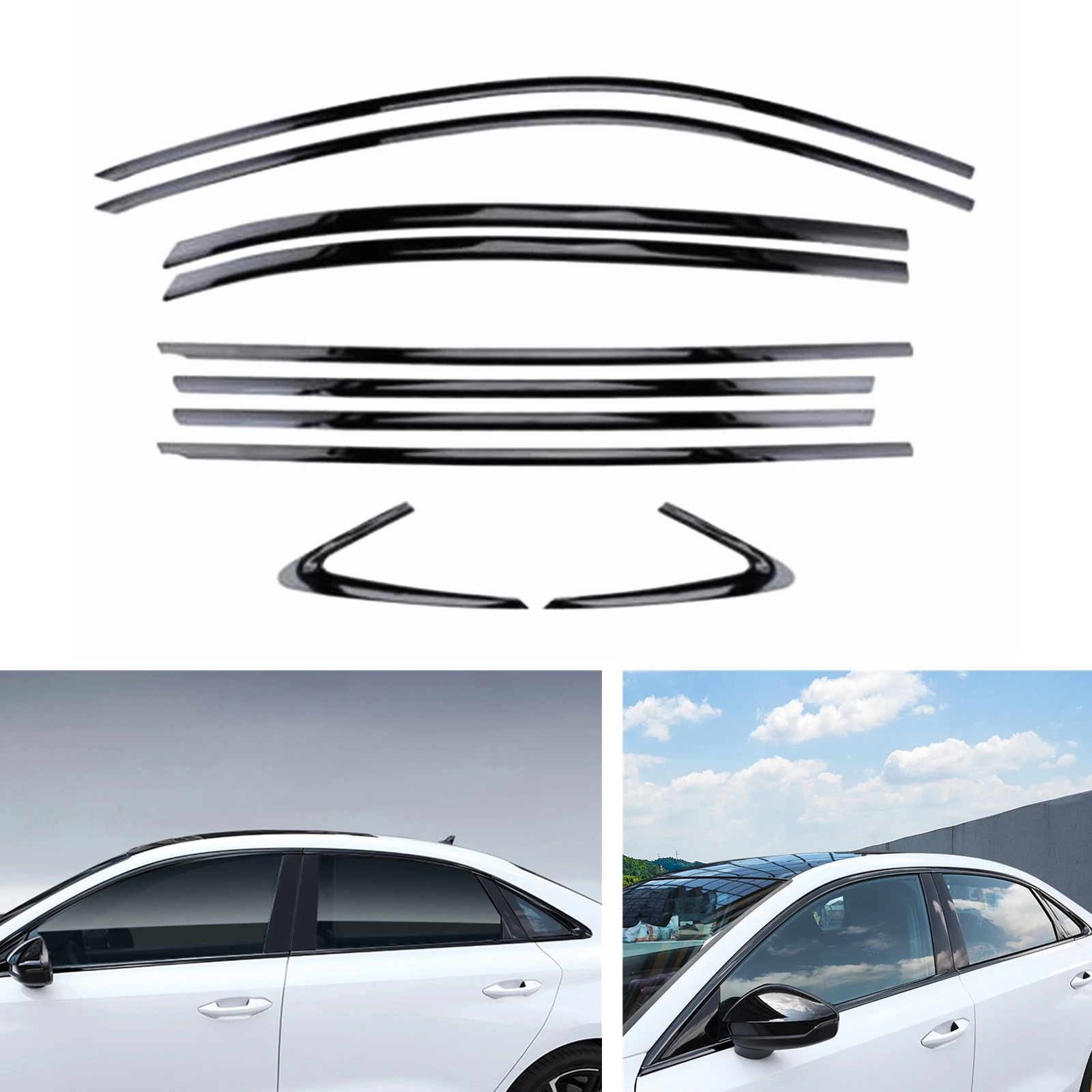10pc Car Exterior Window Trim Weatherstrips Titanium Black Seal Strip Cover Tape Gasket Sticker For Audi A3 S3 Sedan 2021.6-2023
10pc Car Exterior Window Trim Weatherstrips Titanium Black Seal Strip Cover Tape Gasket Sticker For Audi A3 S3 Sedan 2021.6-2023