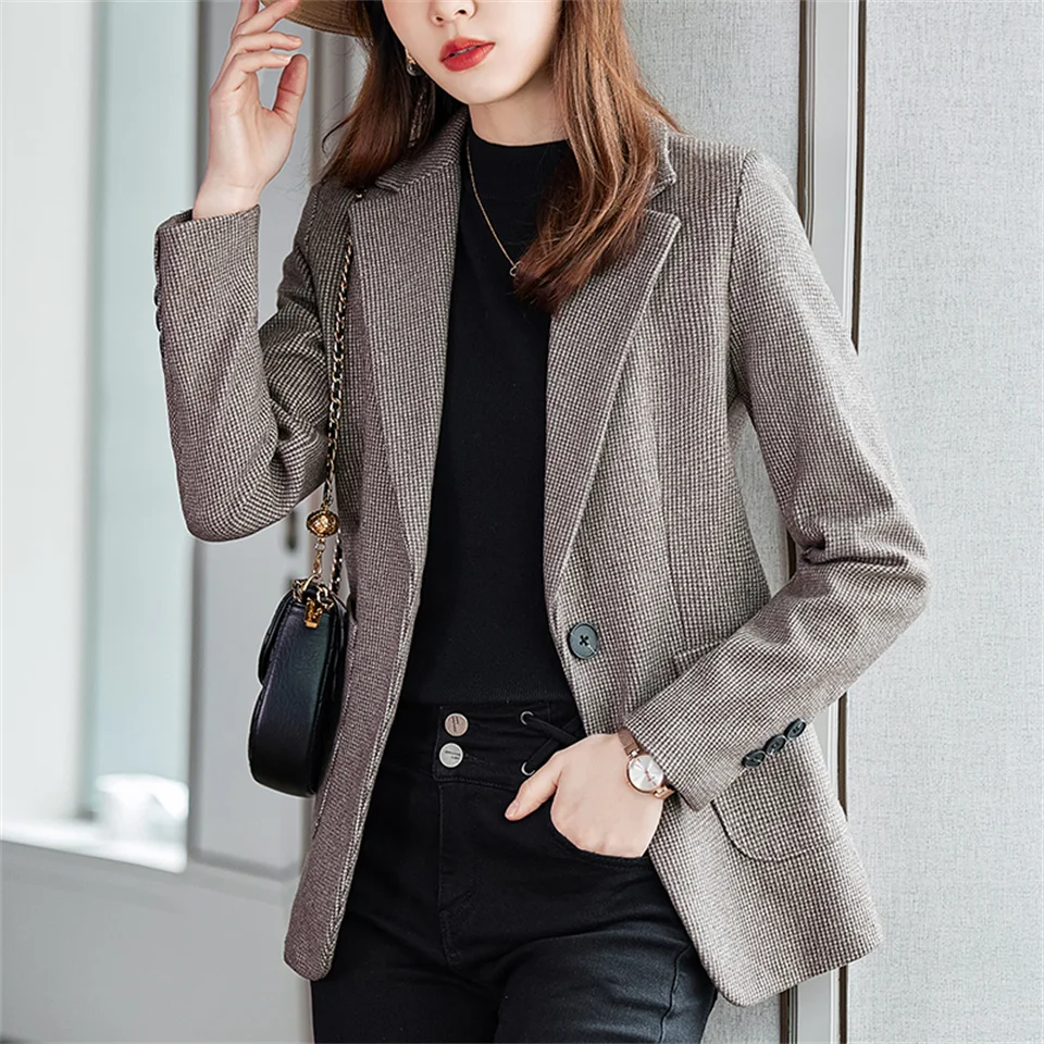 Autumn Thick Retro Woolen Suit Women Blazer Jacket Winter Fashion British PlaidLadies Office OL Professional Blazer Jackets
Autumn Thick Retro Woolen Suit Women Blazer Jacket Winter Fashion British PlaidLadies Office OL Professional Blazer Jackets