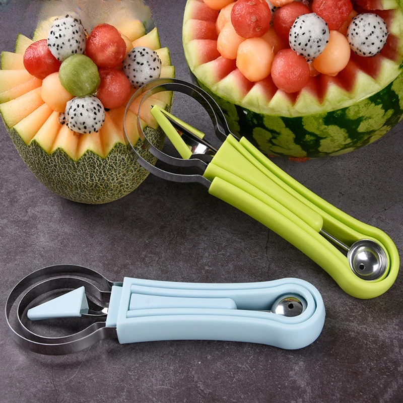 

4 In 1 Watermelon Slicer Cutter Scoop Fruit Carving Knife Cutter Fruit Platter Fruit Dig Pulp Separator Kitchen Gadgets Acces