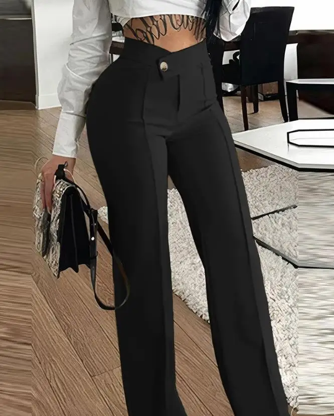 Women's Pants 2023 Autumn New Fashion Casual Daily High Waist Solid Button Straight Leg Work Pants Elegant Commuter Versatile
Women's Pants 2023 Autumn New Fashion Casual Daily High Waist Solid Button Straight Leg Work Pants Elegant Commuter Versatile