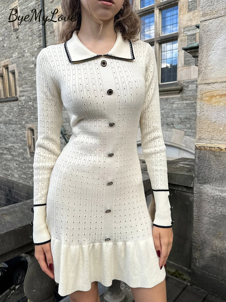 ByeMyLove Ruffled Knit Dress Women Autumn Button Ribbed Contrast Long Sleeve Casual Lapel Gown Dress Knitwear Ladies Knit Dress
ByeMyLove Ruffled Knit Dress Women Autumn Button Ribbed Contrast Long Sleeve Casual Lapel Gown Dress Knitwear Ladies Knit Dress