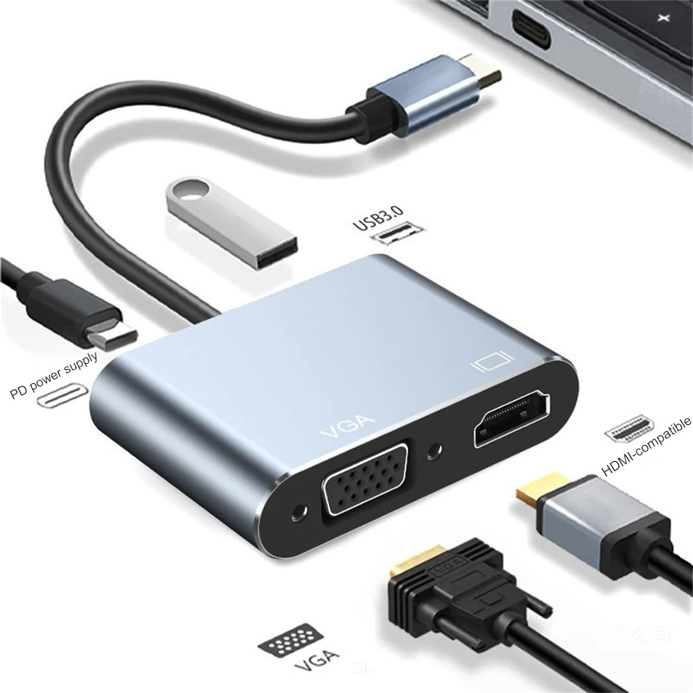 Multi-function Vga Pd Adapter Type-c Hub Usb-c To 4k -compatible Expansion Dock 4 In 1 Docking Station Mini And Portable Hot
Multi-function Vga Pd Adapter Type-c Hub Usb-c To 4k -compatible Expansion Dock 4 In 1 Docking Station Mini And Portable Hot