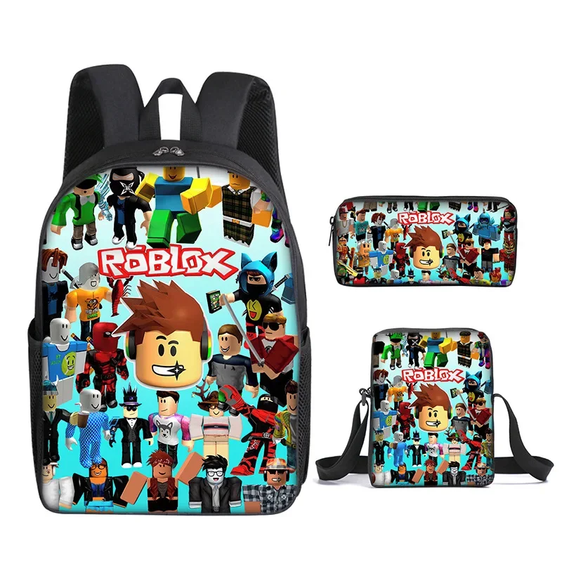 

Three-piece Set of 3D Printing Roblox School Bag Game Surrounding Primary and Secondary School Students Backpack Satchel Pen Bag