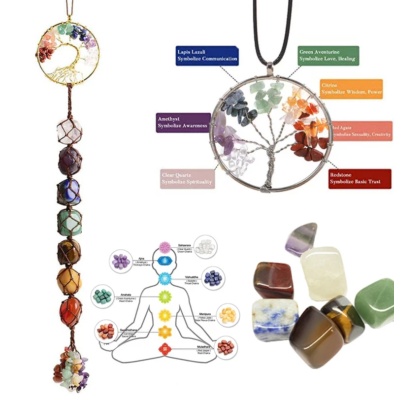 Seven-Color Chakra Crystal Original Stone Pendant Tree of Life Hanging Yoga Jewelry Pendant with Gemstone Hand-woven Pendant
Seven-Color Chakra Crystal Original Stone Pendant Tree of Life Hanging Yoga Jewelry Pendant with Gemstone Hand-woven Pendant
