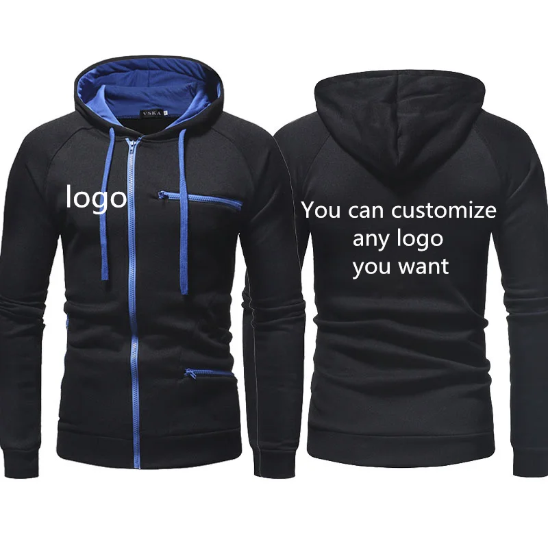 Spring Autumn New jacket DIY Custom logo Fleece cotton Hooded sweatshirt top Double zipper pockets Hip hop street style jacket
Spring Autumn New jacket DIY Custom logo Fleece cotton Hooded sweatshirt top Double zipper pockets Hip hop street style jacket