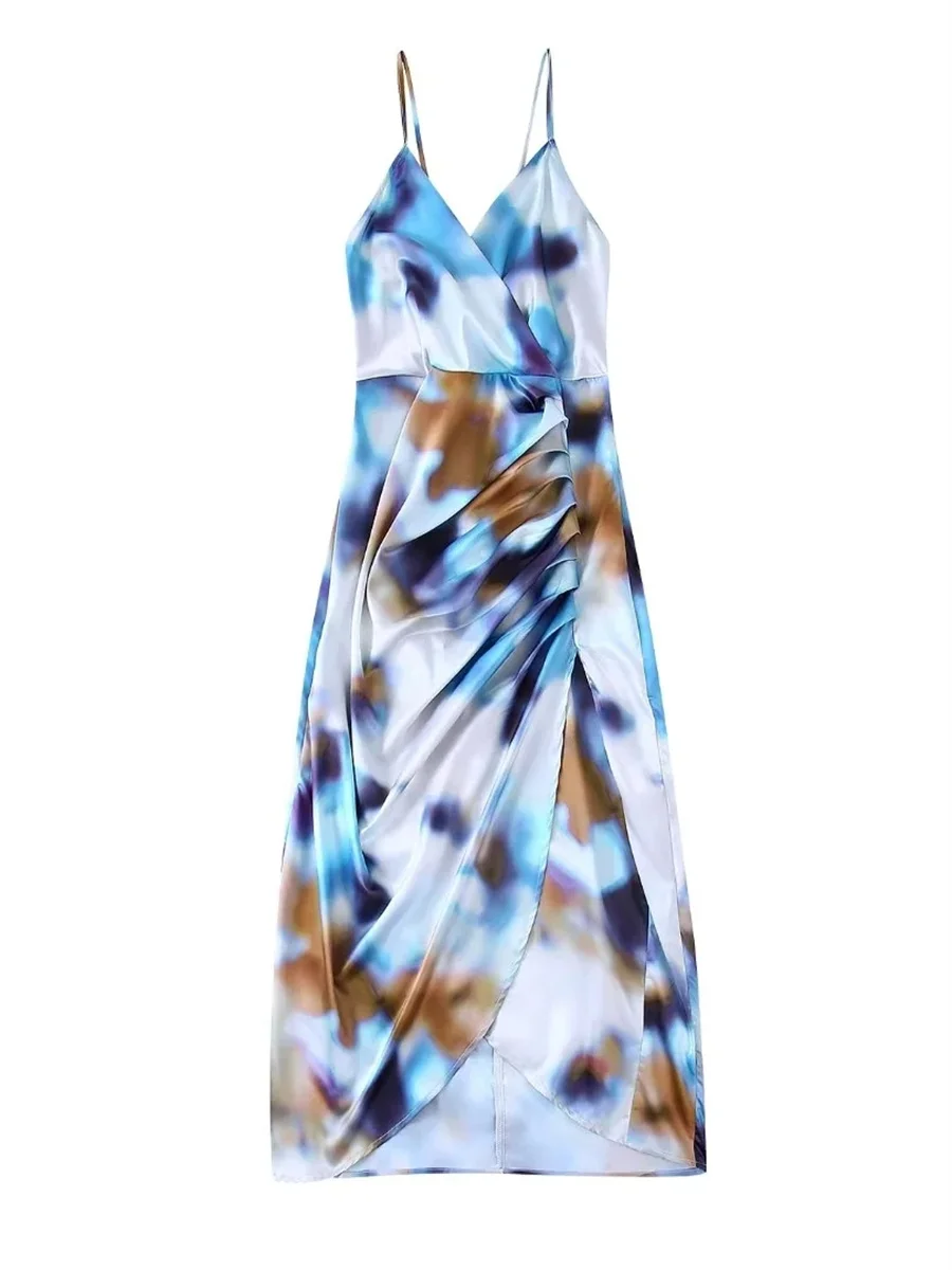 Женское плиссированное платье с лямкой на шее, модное винтажное платье с принтом в стиле Tie Dye, с разрезом спереди и завышенной талией, на мол... 
Женское плиссированное платье с лямкой на шее, модное винтажное платье с принтом в стиле Tie Dye, с разрезом спереди и завышенной талией, на мол...
