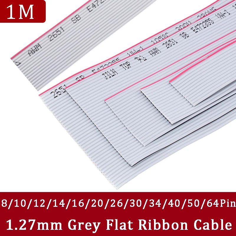1Pcs 1M 1.27mm Pitch 8/10/12/14/16/20/26/30/34/40/50/64P 28AWG Grey Flat Ribbon Flexible Wire,For 2.54mm FC IDC Connector
1Pcs 1M 1.27mm Pitch 8/10/12/14/16/20/26/30/34/40/50/64P 28AWG Grey Flat Ribbon Flexible Wire,For 2.54mm FC IDC Connector