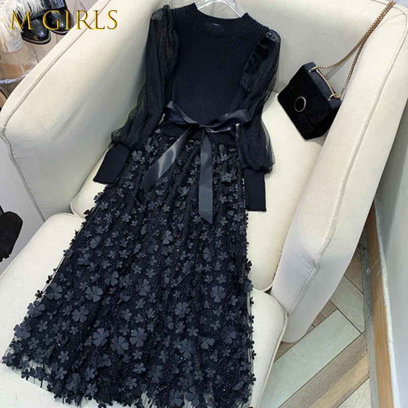 M GIRLSAutumn Winter New Party Dress Elegant Gauze Lace Black Long Sleeve Knitted Slim Long Midi Dress
M GIRLSAutumn Winter New Party Dress Elegant Gauze Lace Black Long Sleeve Knitted Slim Long Midi Dress