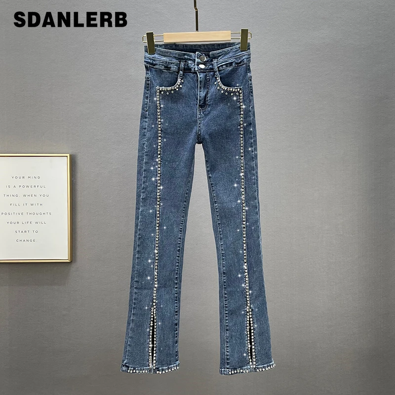 Exquisite Rhinestone Jeans Women's Trousers 2021 Autumn New High Waist Denim Long Pants Slimming Split Bootcut Trousers
Exquisite Rhinestone Jeans Women's Trousers 2021 Autumn New High Waist Denim Long Pants Slimming Split Bootcut Trousers