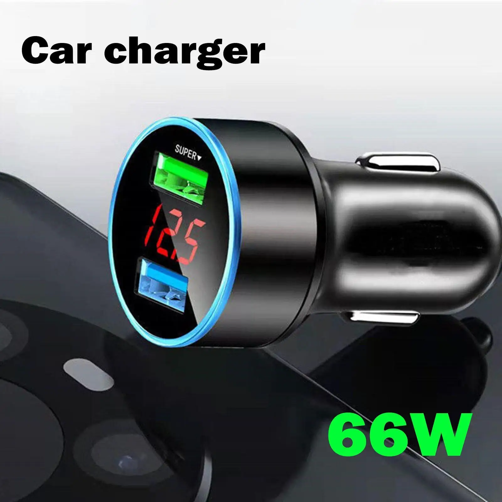 

66w Car Chargers Dual Usb Ports Fast Charging Digital Qc3.0 Display Adapter Car Charger Charging Cigarette Lighter Car O3c7
