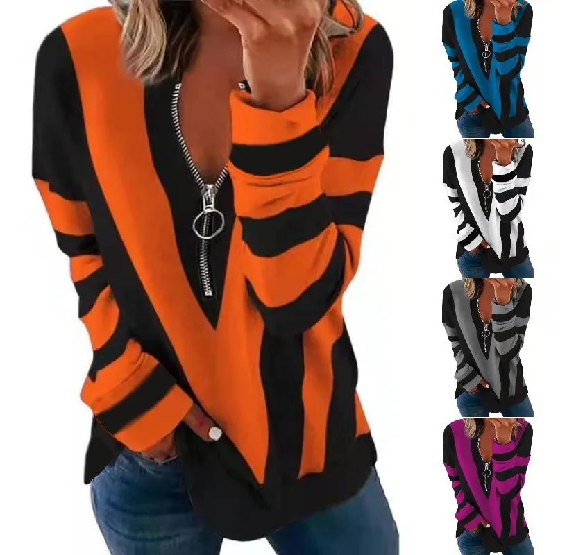2022 Temperament Chest Zipper V Note Type Printed Long Sleeve T-shirt Spot
2022 Temperament Chest Zipper V Note Type Printed Long Sleeve T-shirt Spot