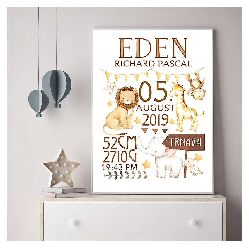 Nursery Art Print Animal Canvas Painting Wall Picture Nordic Kid Boy Bedroom Decoration Personalized Baby Birth Custom Poster
Nursery Art Print Animal Canvas Painting Wall Picture Nordic Kid Boy Bedroom Decoration Personalized Baby Birth Custom Poster