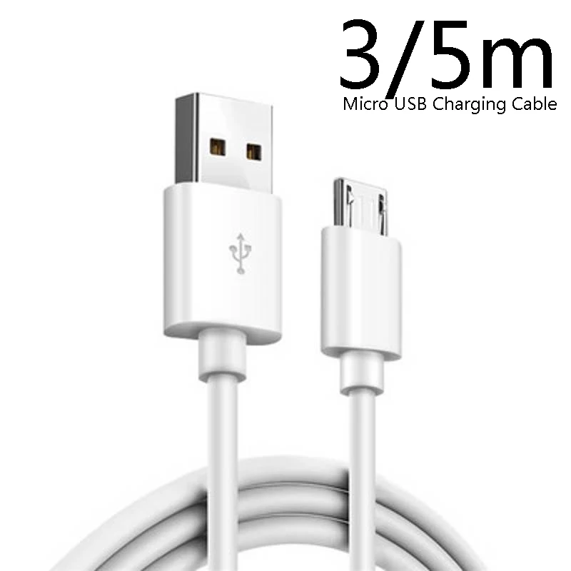 3/5 длинное зарядное устройство с микро-USB гибкий белый кабель шнур провод для Samsung
