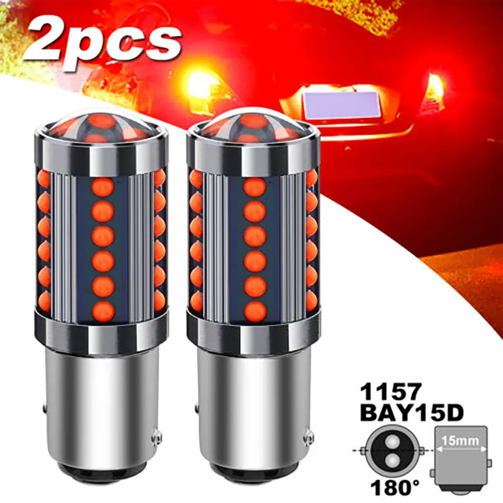

High Quality 1157 LED Light Bulb 2× Top DC/AC 12V-24V High Brightness Hot Red Stop Tail Lamp 2pcs Set COB 0.23A