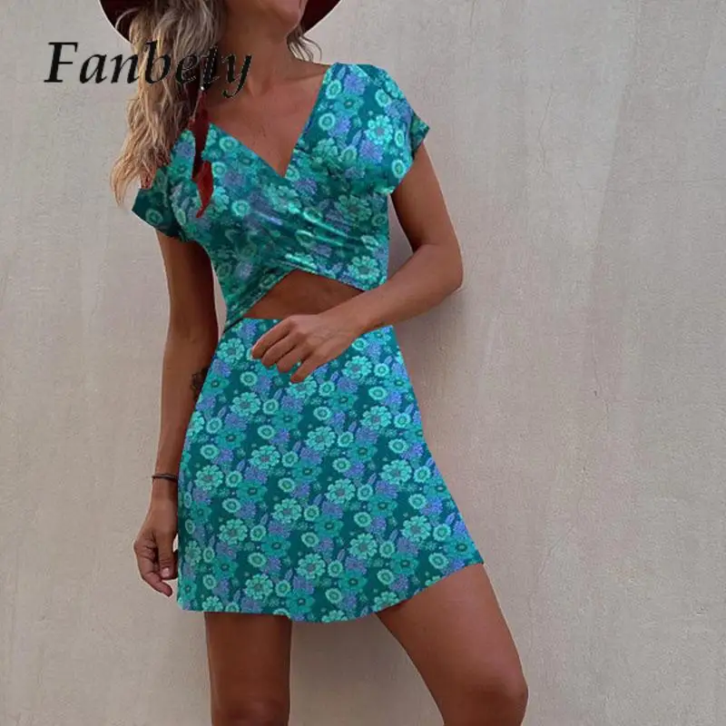 Female Holiday Print Beach Dresses Vestidos Fashion Cross Hollow Out V-Neck Women Dress 2023 New Summer Sexy A-Line Mini Dresses
Female Holiday Print Beach Dresses Vestidos Fashion Cross Hollow Out V-Neck Women Dress 2023 New Summer Sexy A-Line Mini Dresses