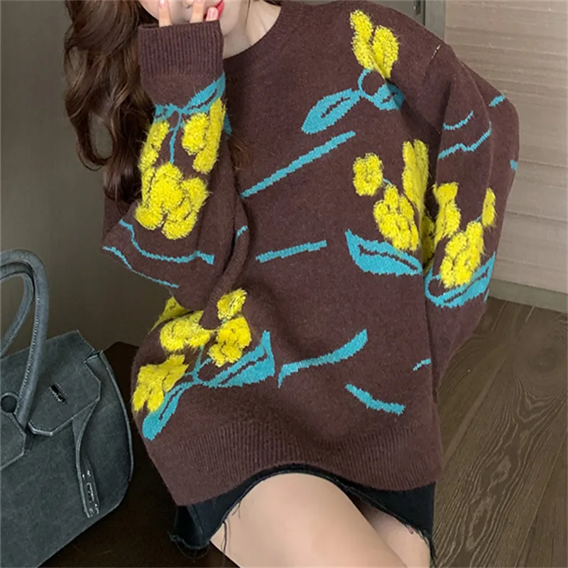 Vintage Pullover Sweater Korean Style Women Flower Knit Sweater 2022 Autumn Winter Female Loose Casual Thick Warm Pullover Top
Vintage Pullover Sweater Korean Style Women Flower Knit Sweater 2022 Autumn Winter Female Loose Casual Thick Warm Pullover Top
