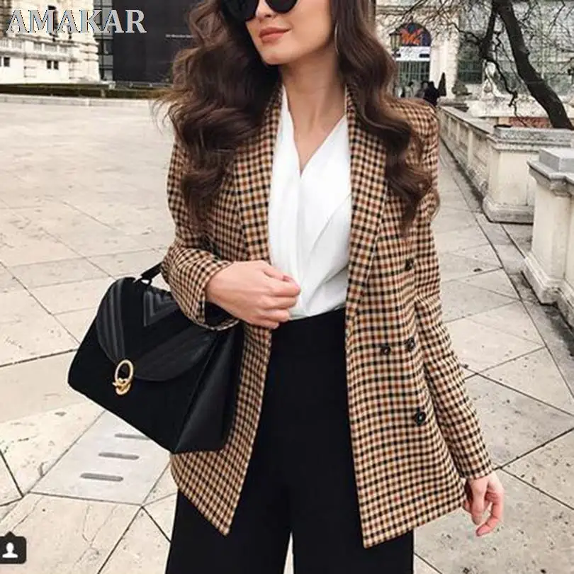 Plaid Blazers Autumn Fashion Women Work Office Jackets Lady Suit Slim Double Breasted Business Female Blazer Coat Talever
Plaid Blazers Autumn Fashion Women Work Office Jackets Lady Suit Slim Double Breasted Business Female Blazer Coat Talever