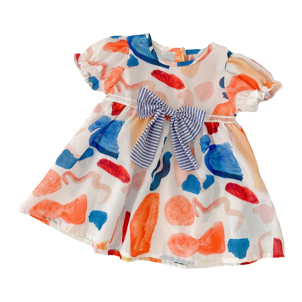 Summer Dress For Girls Cotton Bow Puff Sleeve Printed Fashion Princess Birthday Kids Boutique Clothes
Summer Dress For Girls Cotton Bow Puff Sleeve Printed Fashion Princess Birthday Kids Boutique Clothes