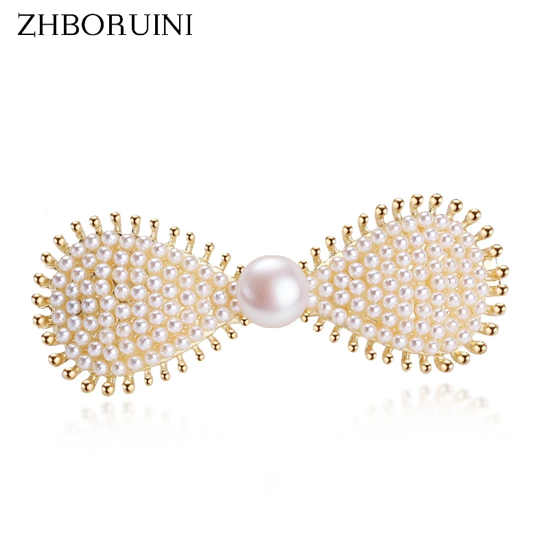 

ZHBORUINI 2022 New Bow Natural Pearl Hair Clips Women Girls Side Bangs Clip Outdoor Luxury Hairpin Headband Pearl Jewelry Gift
