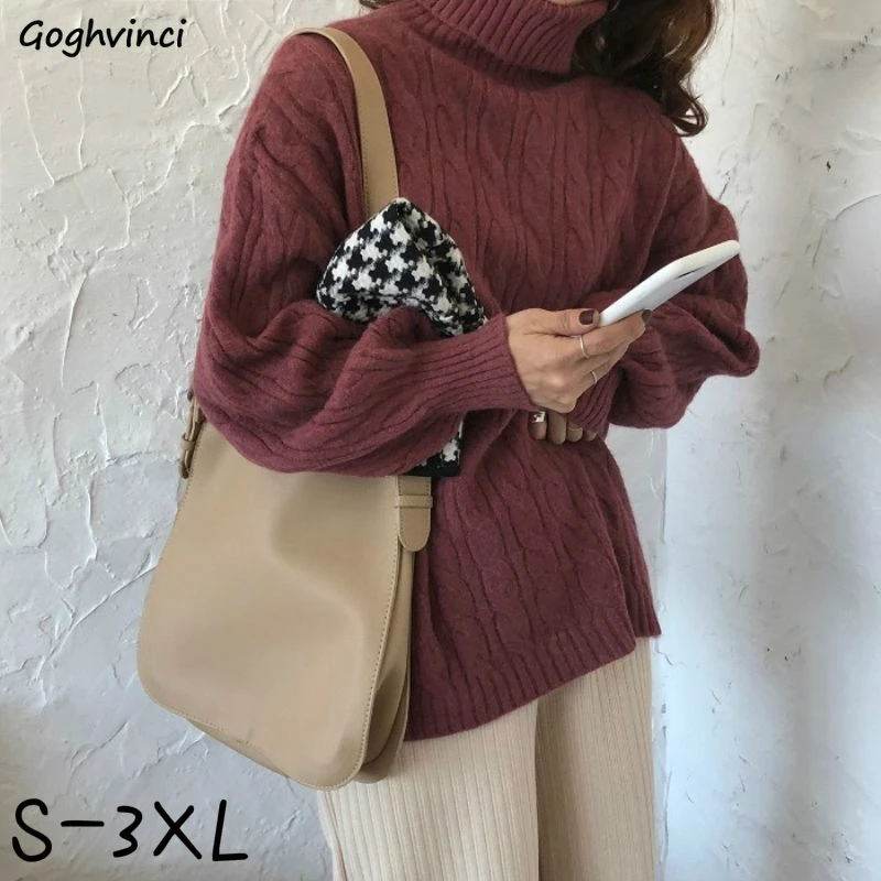 Women Pullovers Korean Style Aesthetic Thicker Turtleneck Lantern Sleeve Knitted Bf Baggy Lazy Style Winter Warm Simple Trendy
Women Pullovers Korean Style Aesthetic Thicker Turtleneck Lantern Sleeve Knitted Bf Baggy Lazy Style Winter Warm Simple Trendy