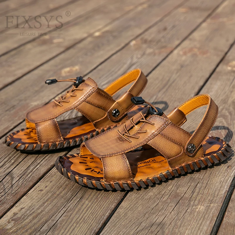 FIXSYS Mens Sandals Fashion Leather Rome Style Beach Shoes Summer Leisure Slides High Quality Casual Shoes Outside Man Slippers
FIXSYS Mens Sandals Fashion Leather Rome Style Beach Shoes Summer Leisure Slides High Quality Casual Shoes Outside Man Slippers