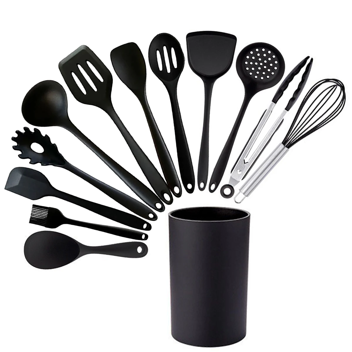 Black Cooking Kitchenware Tool Silicone Utensils Set Non-Stick Cookware Spatula Ladle Egg Beaters Shovel Kitchen Accessories
Black Cooking Kitchenware Tool Silicone Utensils Set Non-Stick Cookware Spatula Ladle Egg Beaters Shovel Kitchen Accessories