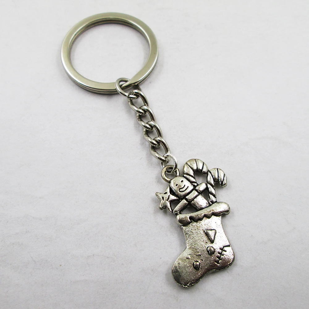 3pcs/lot Antique silver 2 Sided Stocking 28x19mm charm keyring best frined,birthday present ,pendant keychain 
3pcs/lot Antique silver 2 Sided Stocking 28x19mm charm keyring best frined,birthday present ,pendant keychain