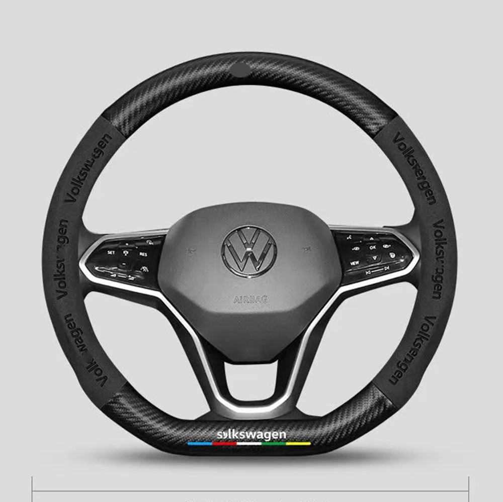 

Замшевые Кожаные противоскользящие чехлы на руль для Volkswagen VW Golf Polo Tiguan Passat Jetta Автомобильные аксессуары