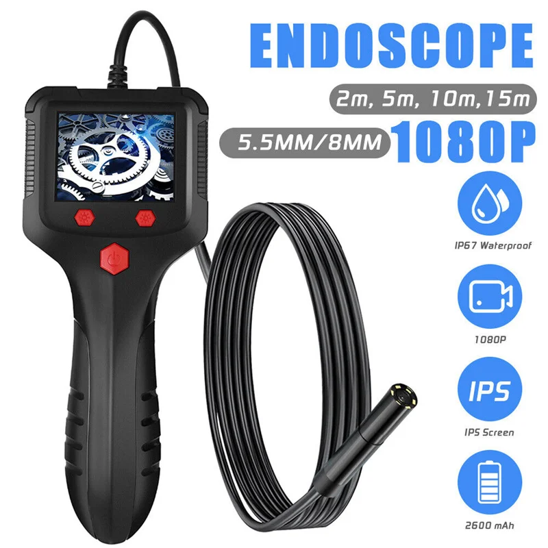 2.4'' IPS Screen Industrial Endoscope Camera HD1080P 30 Meter Cable Pipe Sewer Inspection Borescope IP68 Waterproof LEDs 2600mAh
2.4'' IPS Screen Industrial Endoscope Camera HD1080P 30 Meter Cable Pipe Sewer Inspection Borescope IP68 Waterproof LEDs 2600mAh