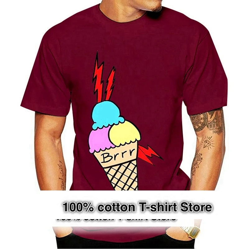 

Мужская брендовая одежда 2021, футболки, повседневная футболка с принтом, Мужской Топ в стиле Харадзюку с короткими рукавами, дизайнерская футболка с рисунком мороженого и татуировок
