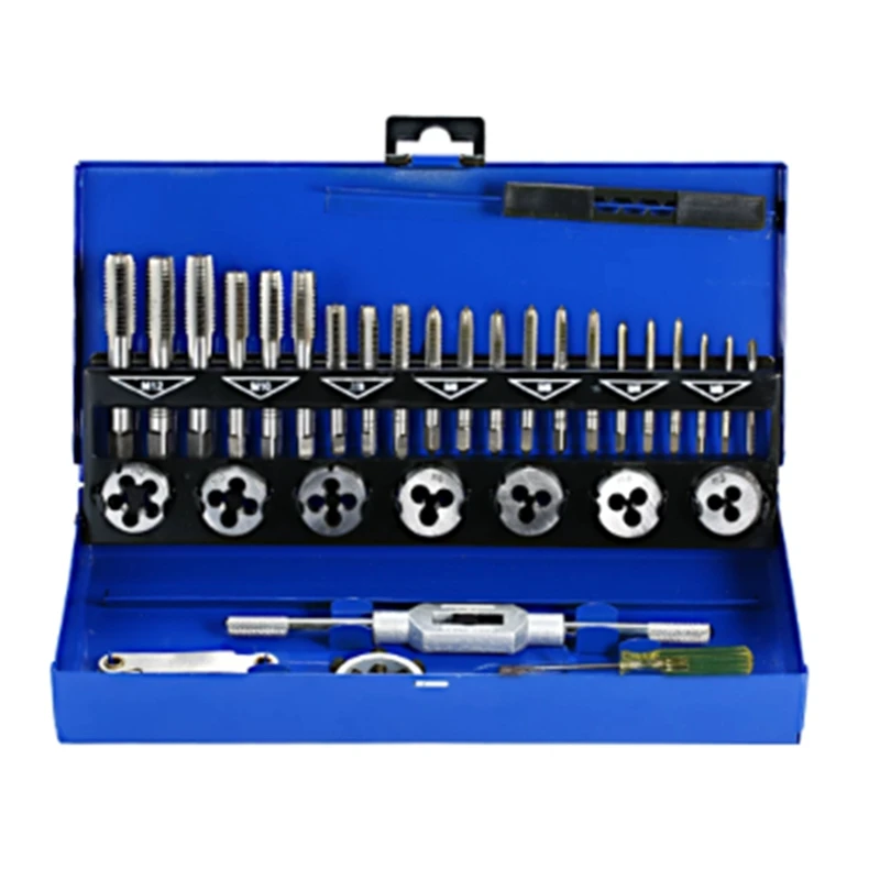 32PCS HSS Tap And Die Set Metric Wrench Cut M3-M12 Hand Threading Tool Thread Making Tool Bit Set
32PCS HSS Tap And Die Set Metric Wrench Cut M3-M12 Hand Threading Tool Thread Making Tool Bit Set
