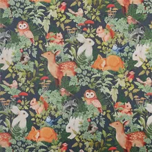Small forest animal owl fox rabbit cotton fabric for Sewing Quilting Accessories DIY Tablecloth decoration Pillowcase Material