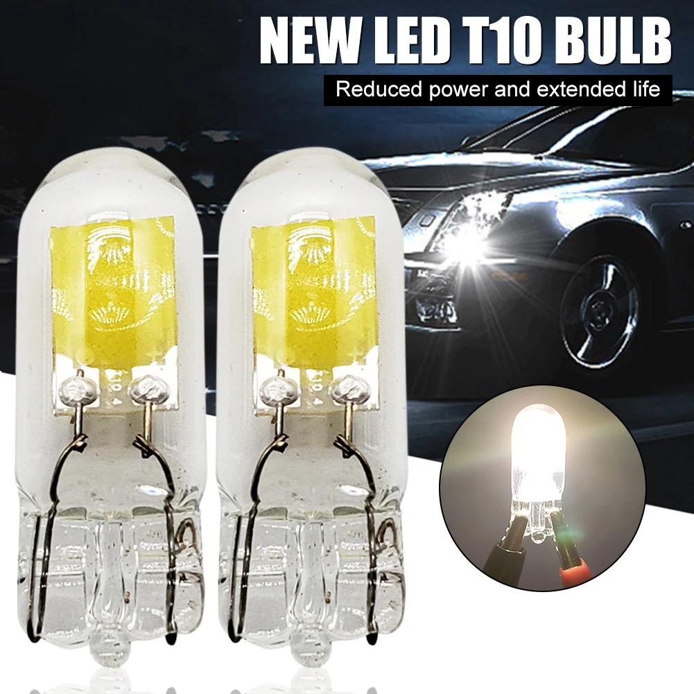 

2PCS T10 W5W Bright LED Bulb 12V 1.2W 6000K White 100LM Car Interior Reading Dome Lamp License Plate Light Driving Side Marker