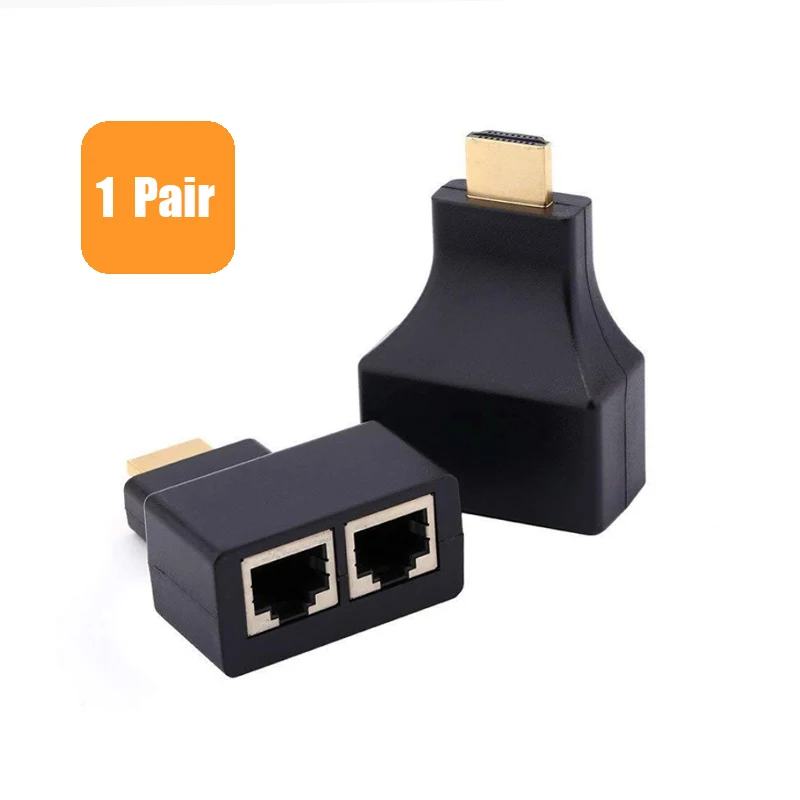 1 Pair 1080P 30M HDMI-Compatible Dual RJ45 CAT5E CAT6 UTP LAN Ethernet HD Extender Repeater Adapter Extension For HDTV Monitor
1 Pair 1080P 30M HDMI-Compatible Dual RJ45 CAT5E CAT6 UTP LAN Ethernet HD Extender Repeater Adapter Extension For HDTV Monitor