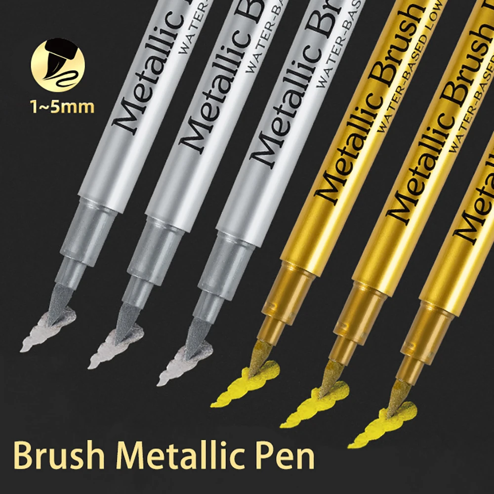 2Pcs Brush Metallic Marker Pens Set Gold Silver Permanent Art Markers Artist Illustration Crafts Scrapbooking Fabric
2Pcs Brush Metallic Marker Pens Set Gold Silver Permanent Art Markers Artist Illustration Crafts Scrapbooking Fabric