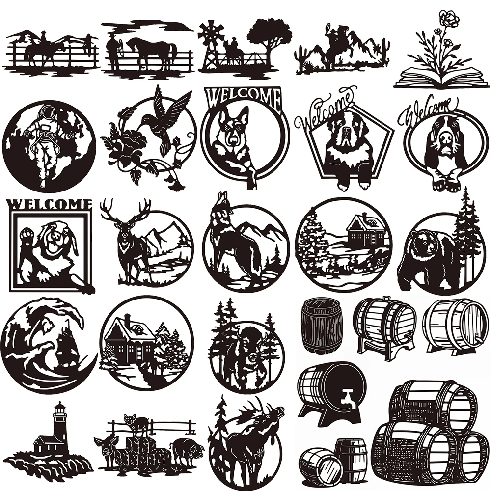 Dogs Welcome Frame Reindeer Wolf Animal Cabin Circle Silhouette Cutting Dies Different Wooden Barrels Horse Training Ground Dies
Dogs Welcome Frame Reindeer Wolf Animal Cabin Circle Silhouette Cutting Dies Different Wooden Barrels Horse Training Ground Dies