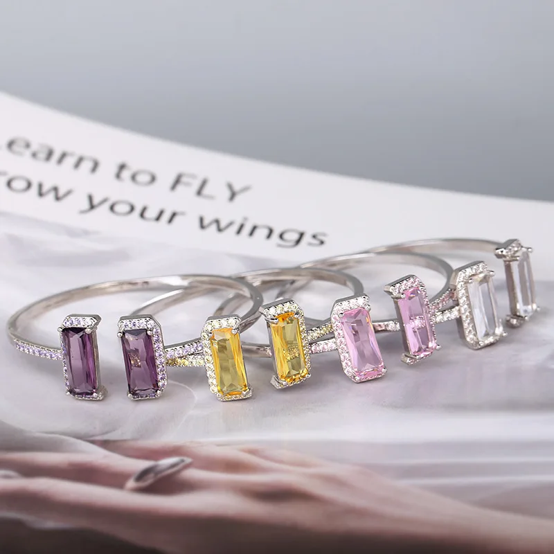 New in Light color system square gemstone bangles for women Light luxury exquisite opening bangles jewelry white purple
New in Light color system square gemstone bangles for women Light luxury exquisite opening bangles jewelry white purple