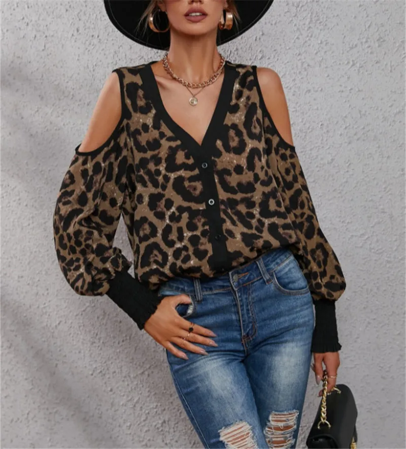 Женские рубашки в английском стиле с леопардовым принтом, ажурный дизайн, украшение на пуговицах, v-образный вырез, длинный рукав, Осенний По...
Женские рубашки в английском стиле с леопардовым принтом, ажурный дизайн, украшение на пуговицах, v-образный вырез, длинный рукав, Осенний По...