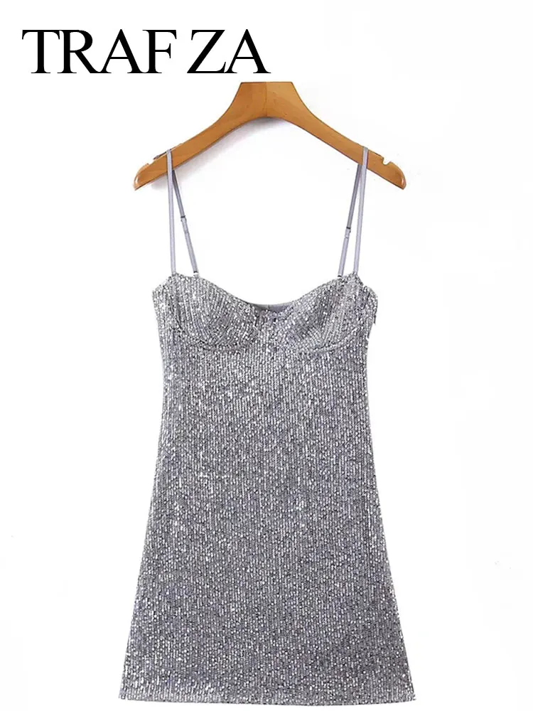 TRAF ZA Fashion Women Sequin Sling Dress Tube Top Open Black Slim Fit Sexy Elastic Side Zipper Club Party Stage Clothes Ladies
TRAF ZA Fashion Women Sequin Sling Dress Tube Top Open Black Slim Fit Sexy Elastic Side Zipper Club Party Stage Clothes Ladies