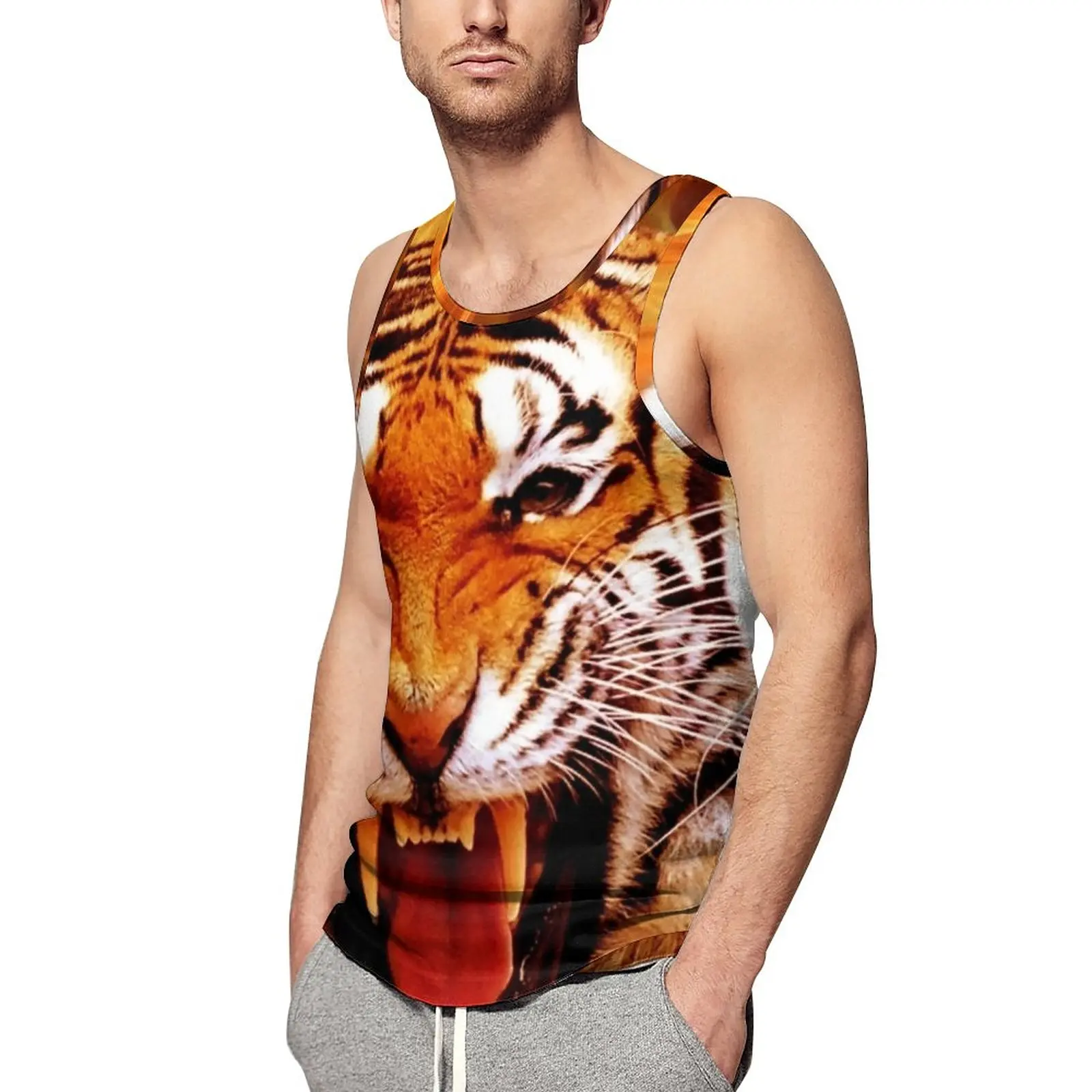 Tiger And Flame Tank Top Males Animal Print Streetwear Tops Summer Training Pattern Sleeveless Vests Plus Size
Tiger And Flame Tank Top Males Animal Print Streetwear Tops Summer Training Pattern Sleeveless Vests Plus Size