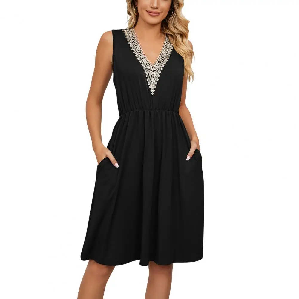 Dresses for Women 2023 Sleeveless V Neck Pockets Solid Color Tight Waist Casual Ladies Midi Dress Daily Wear vestidos para mujer
Dresses for Women 2023 Sleeveless V Neck Pockets Solid Color Tight Waist Casual Ladies Midi Dress Daily Wear vestidos para mujer