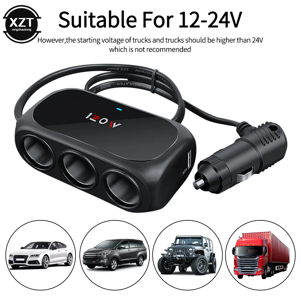 3 Socket Cigarette Lighter Splitter 120W 12V 24V Car Charger Adapter Dual USB LED Car Fast Charger for iPhone iPad GPS Dashcam
3 Socket Cigarette Lighter Splitter 120W 12V 24V Car Charger Adapter Dual USB LED Car Fast Charger for iPhone iPad GPS Dashcam
