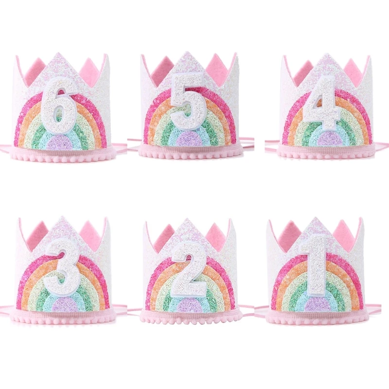 Rainbow Crown Hat Pink Birthday Party Crown Headband Glitter Crown for Baby Girl
Rainbow Crown Hat Pink Birthday Party Crown Headband Glitter Crown for Baby Girl