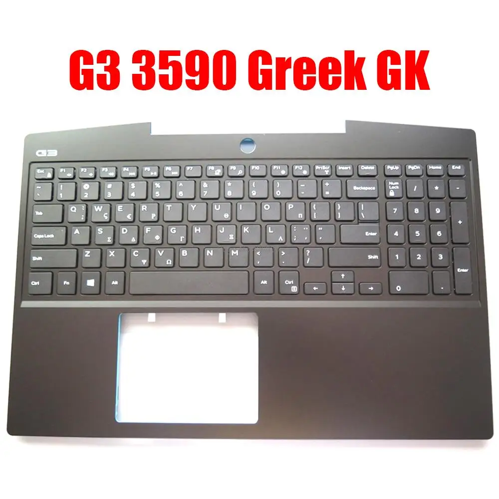 

Greek GK Laptop Palmrest For DELL G3 3590 3500 0P0NG7 P0NG7 0K27VN K27VN 05DC76 5DC76 0KKFV4 KKFV4 Keyboard Black Upper Case New
