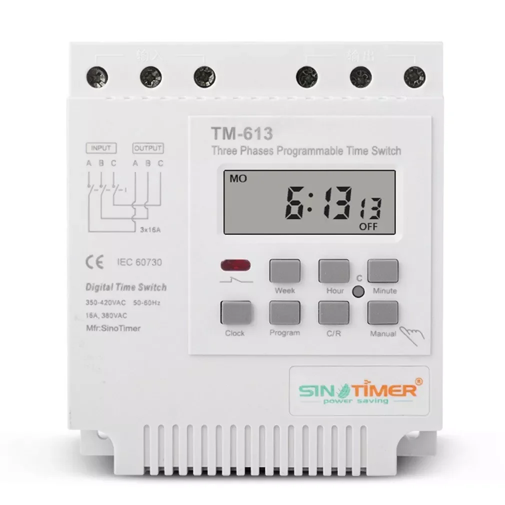 NEW2023 Hot TM613 380v Three Phase Timer Programmable Switch With Backlight Digtal Time Switch For 7 Days-24 Hours
NEW2023 Hot TM613 380v Three Phase Timer Programmable Switch With Backlight Digtal Time Switch For 7 Days-24 Hours