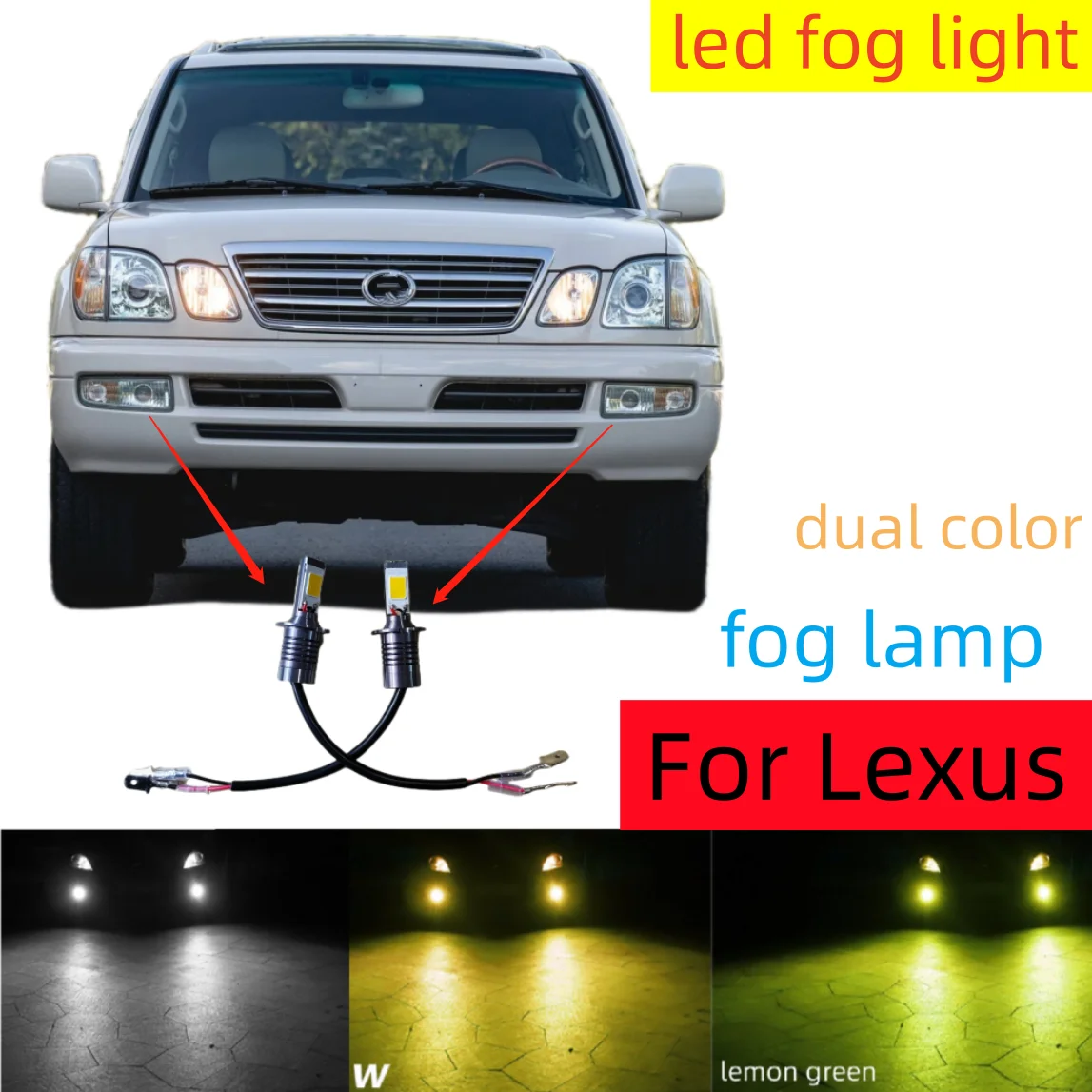 2Pcs Dual Color Car Fog Light Blub Lamp For Lexus LX470 ES300 ES330 IS300 2003-2005 GX470 2003-2009 SC430 2002-2010 H3 led
2Pcs Dual Color Car Fog Light Blub Lamp For Lexus LX470 ES300 ES330 IS300 2003-2005 GX470 2003-2009 SC430 2002-2010 H3 led