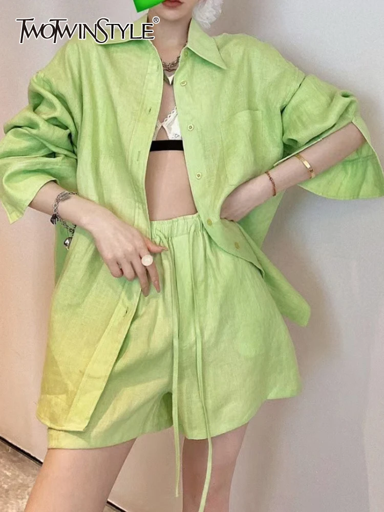 TWOTWINSTYLE Minimalist Two Piece Set For Women Lapel Long Sleeve Tops High Waist Spliced Drawstring Chic Set Female Clothing
TWOTWINSTYLE Minimalist Two Piece Set For Women Lapel Long Sleeve Tops High Waist Spliced Drawstring Chic Set Female Clothing